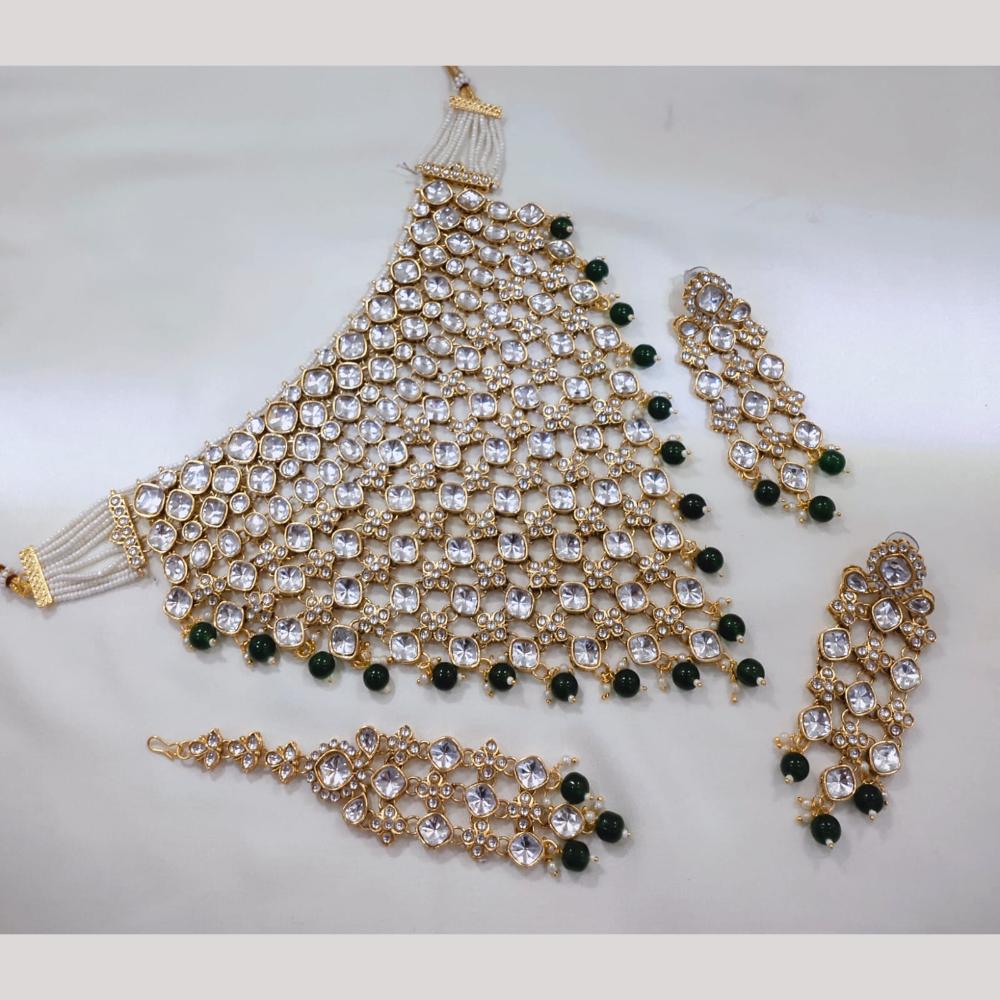 FS Collection Gold Plated Kundan & Pearl Necklace Set