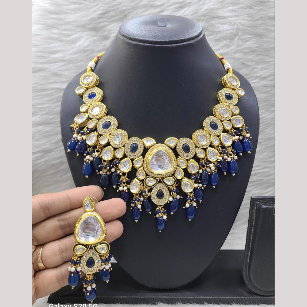 FS Collection Gold Plated Pota Stone And Beads Necklace Set