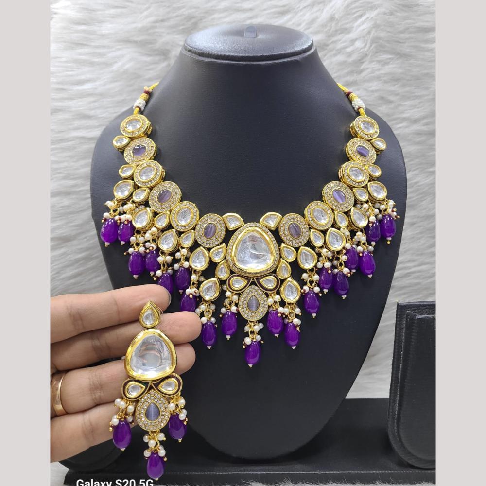 FS Collection Gold Plated Pota Stone And Beads Necklace Set