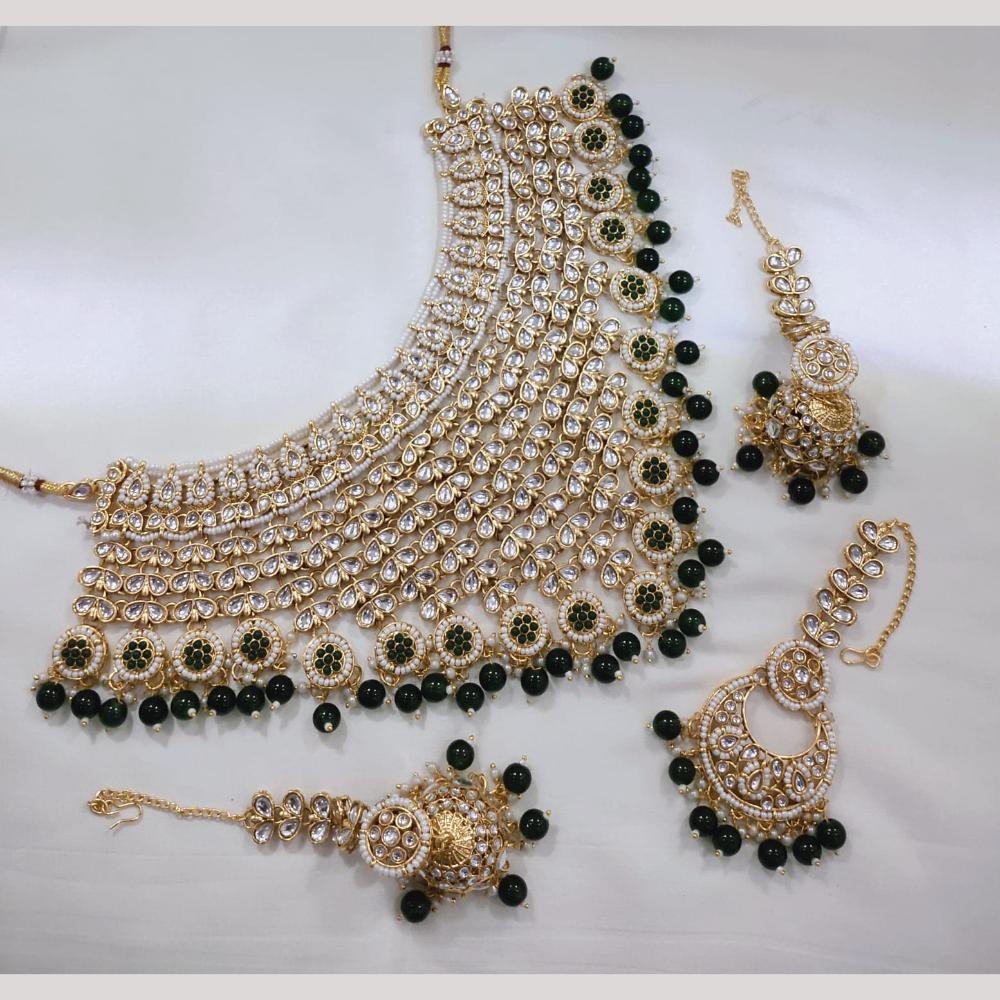 FS Collection Gold Plated Kundan & Pearl Necklace Set
