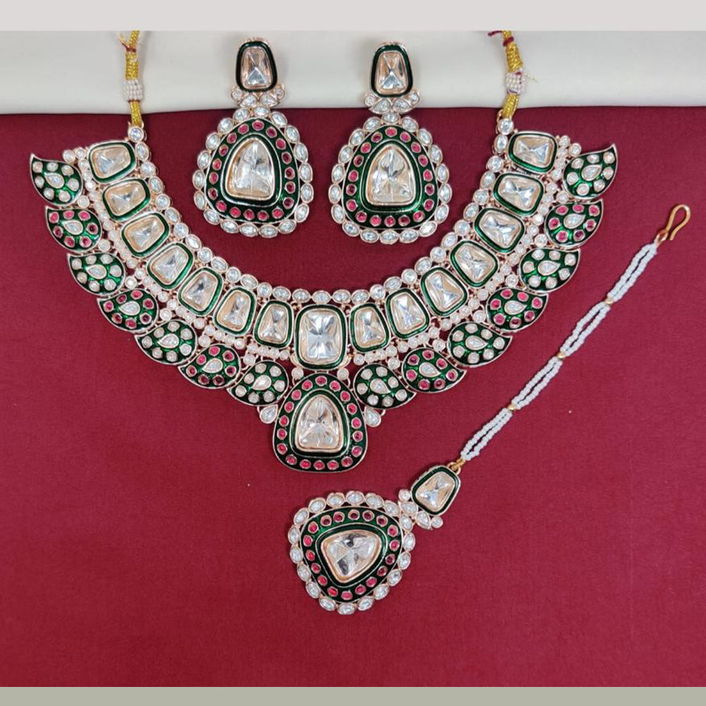 FS Collection Gold Plated Kundan And Meenakari Necklace Set