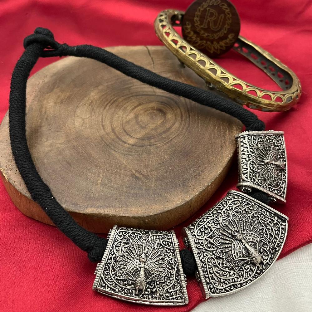 FS Collection Oxidised Plated Necklace Set