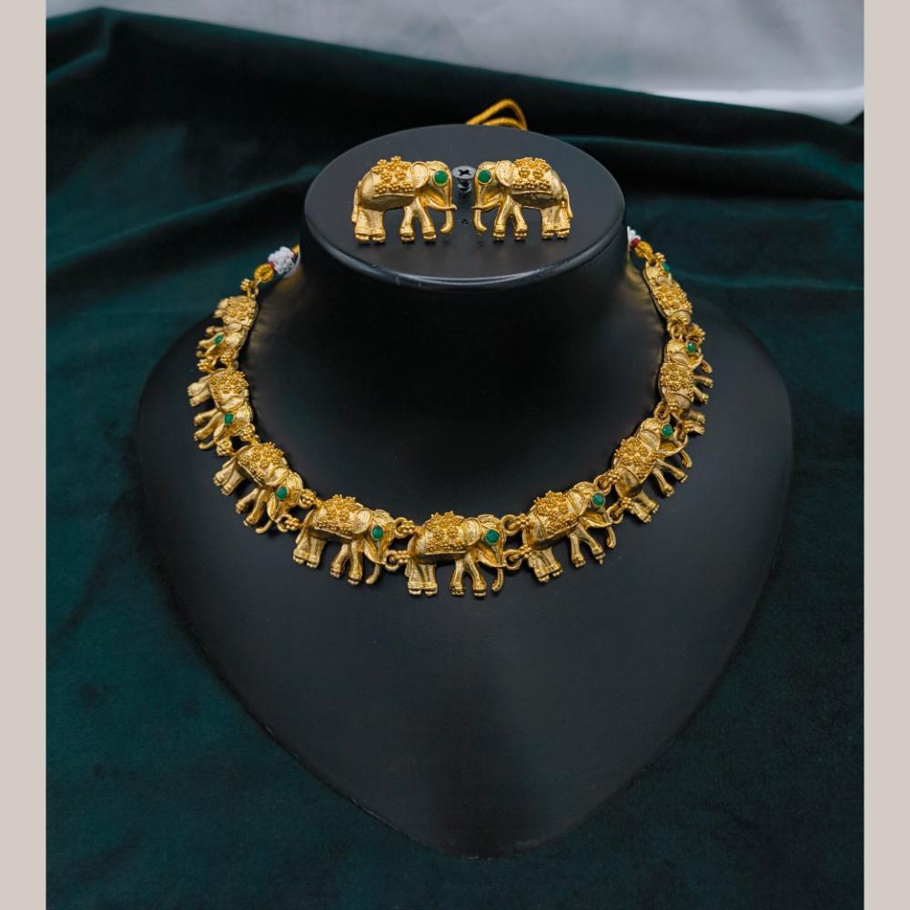 FS Collection Gold Plated Pota Stone Choker Necklace Set