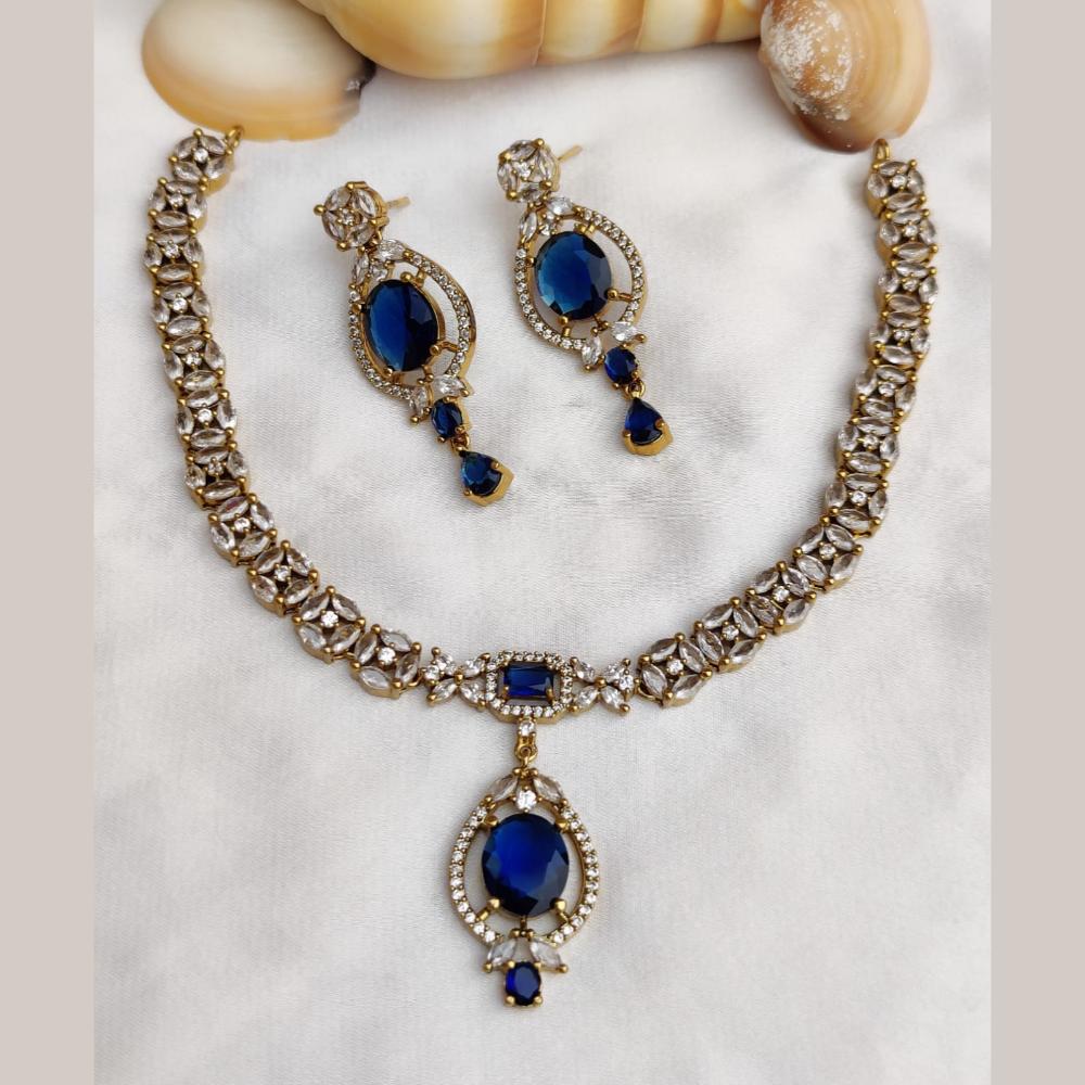 FS Collection Premium Gold Plated American Diamond Necklace Set