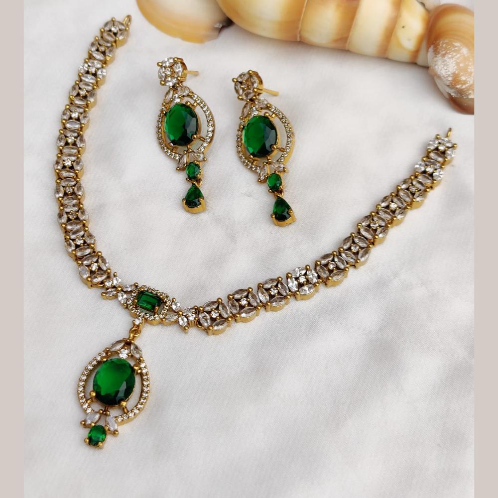 FS Collection Premium Gold Plated American Diamond Necklace Set