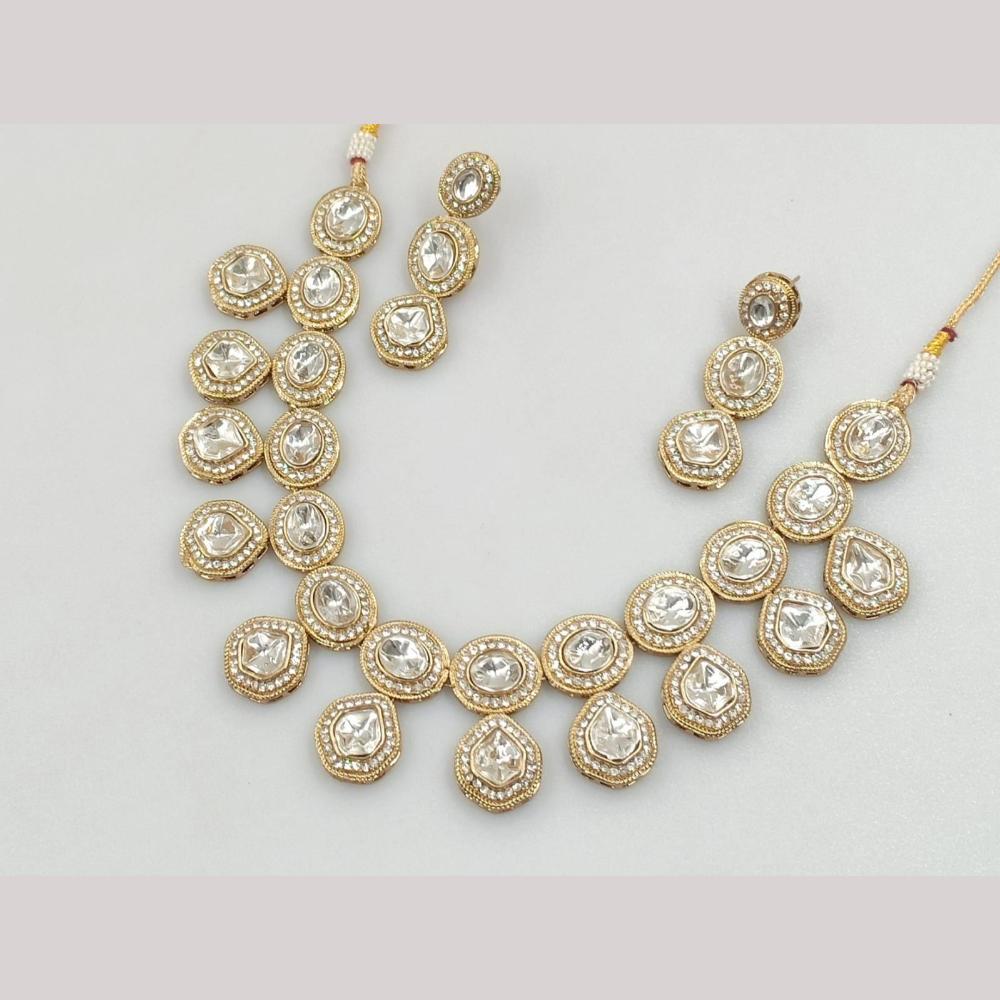 FS Collection Gold Plated Kundan Necklace Set