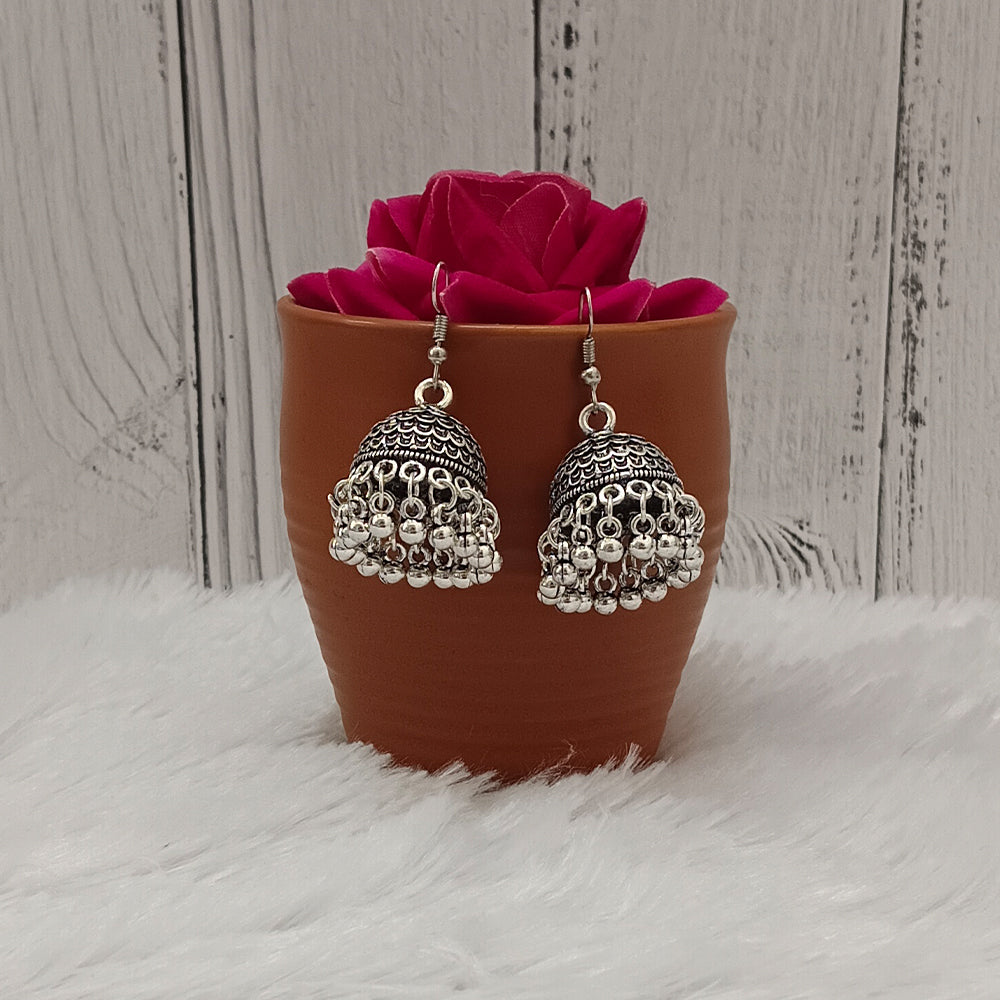 Bhavi Jewels Jewels Oxidised Plated Jhumki Earrings