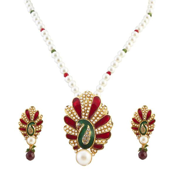 Bhavi Jewels Jewels Gold Plated Pearl Chain Pendent Set