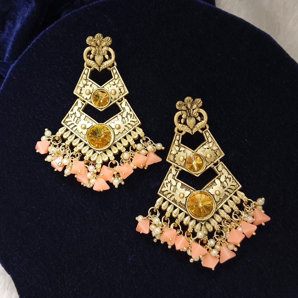 Bhavi Jewels Crystal Stone Gold Plated Dangler Earrings