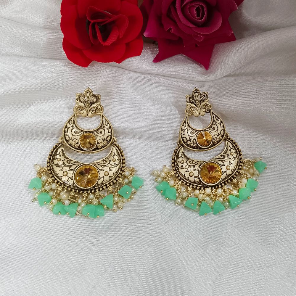 Bhavi Jewels Crystal Stone Gold Plated Dangler Earrings