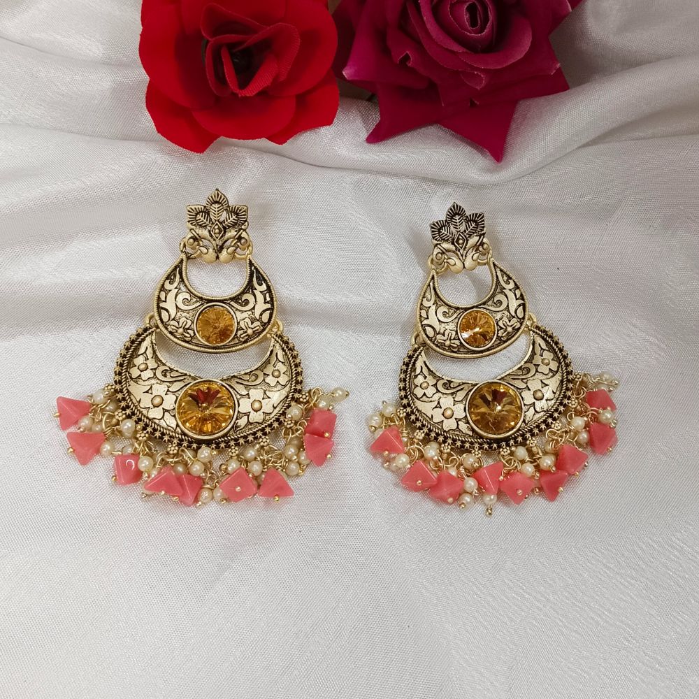 Bhavi Jewels Crystal Stone Gold Plated Dangler Earrings