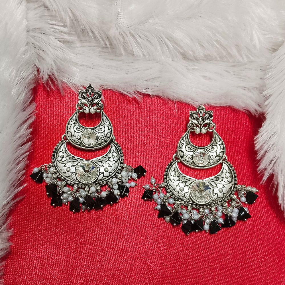 Bhavi Jewels Crystal Stone Silver Plated Dangler Earrings