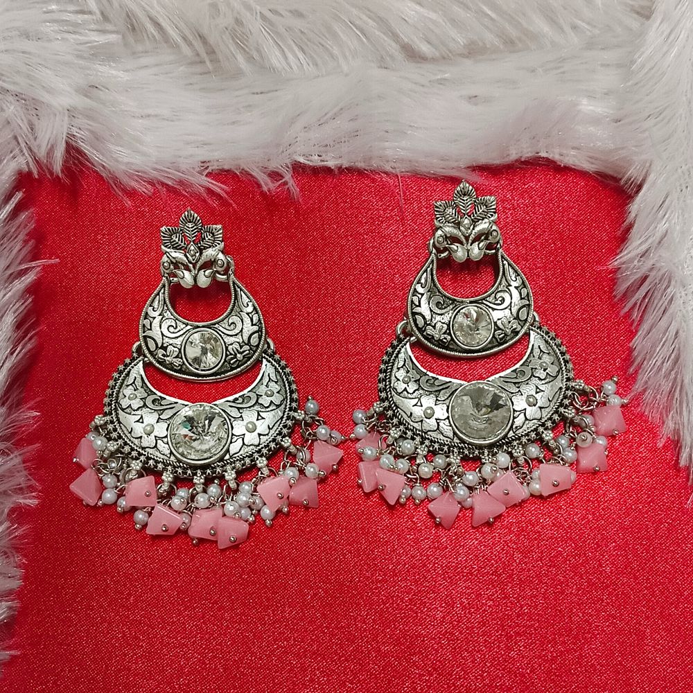 Bhavi Jewels Crystal Stone Silver Plated Dangler Earrings