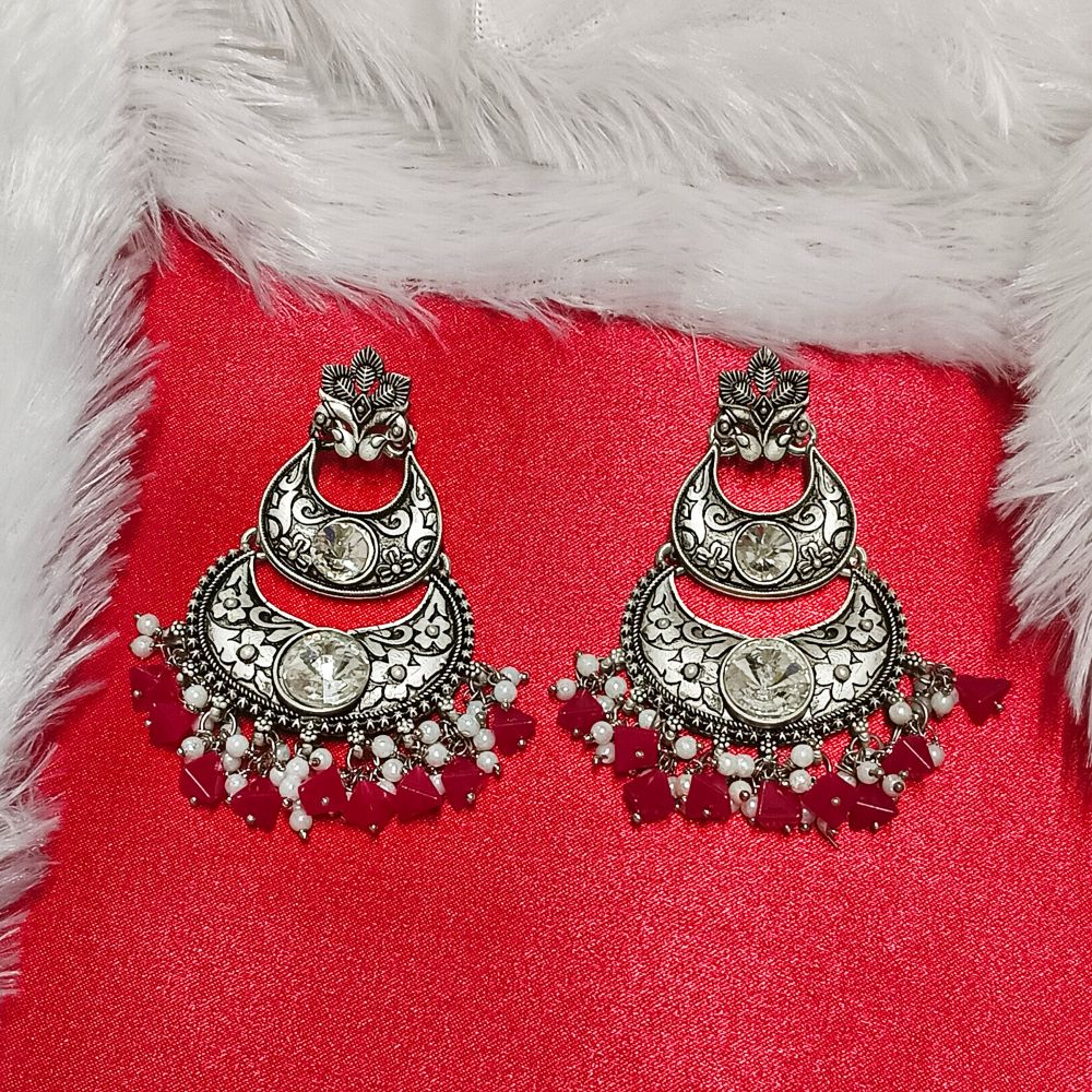 Bhavi Jewels Crystal Stone Silver Plated Dangler Earrings