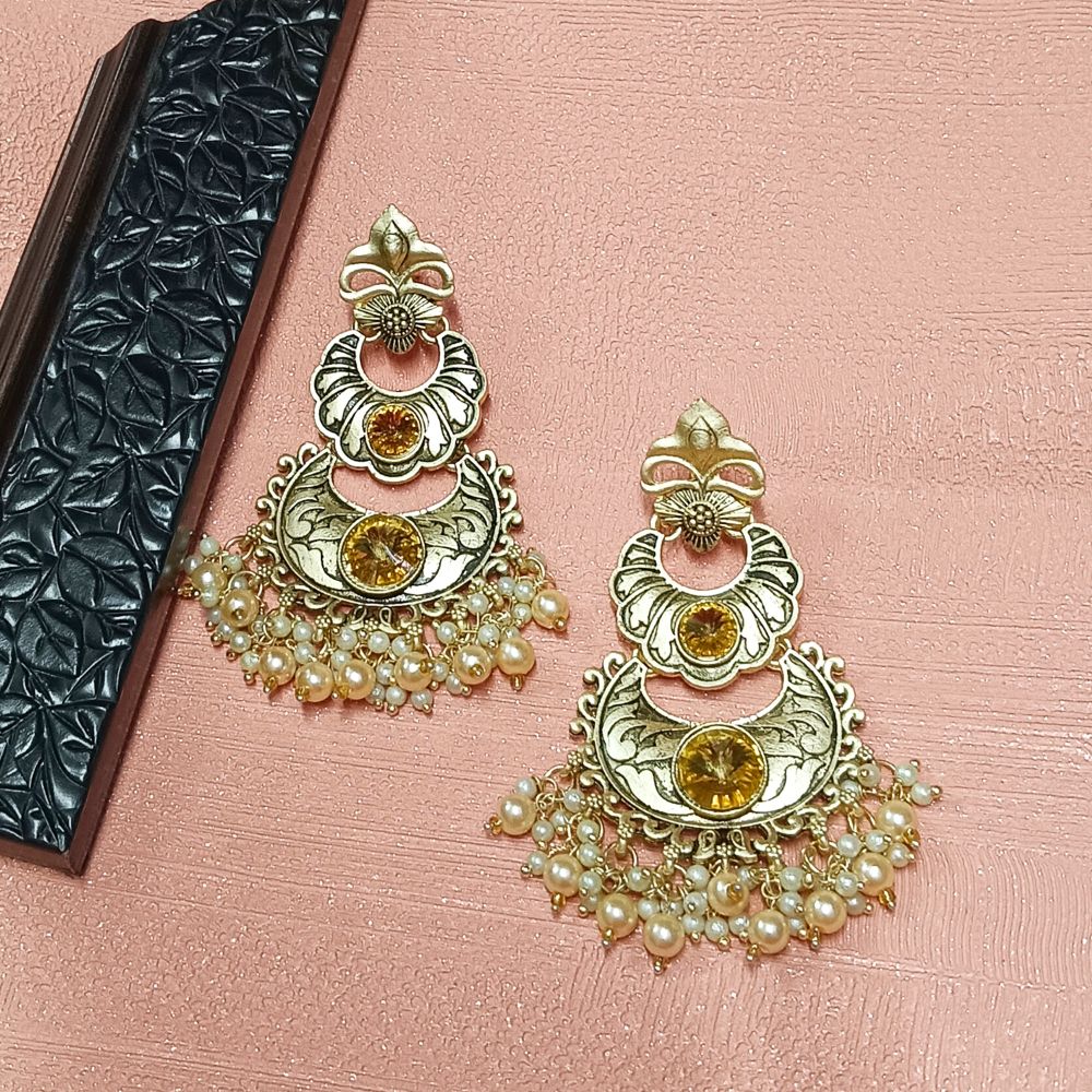 Bhavi Jewels Crystal Stone Gold Plated Dangler Earrings