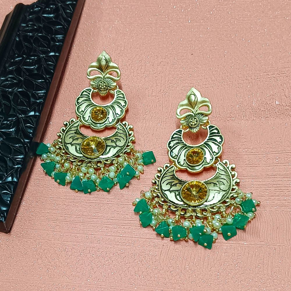 Bhavi Jewels Crystal Stone Gold Plated Dangler Earrings