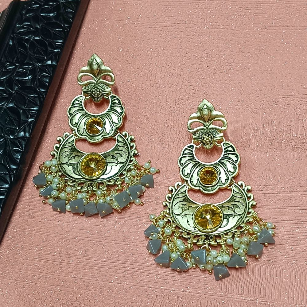 Bhavi Jewels Crystal Stone Gold Plated Dangler Earrings