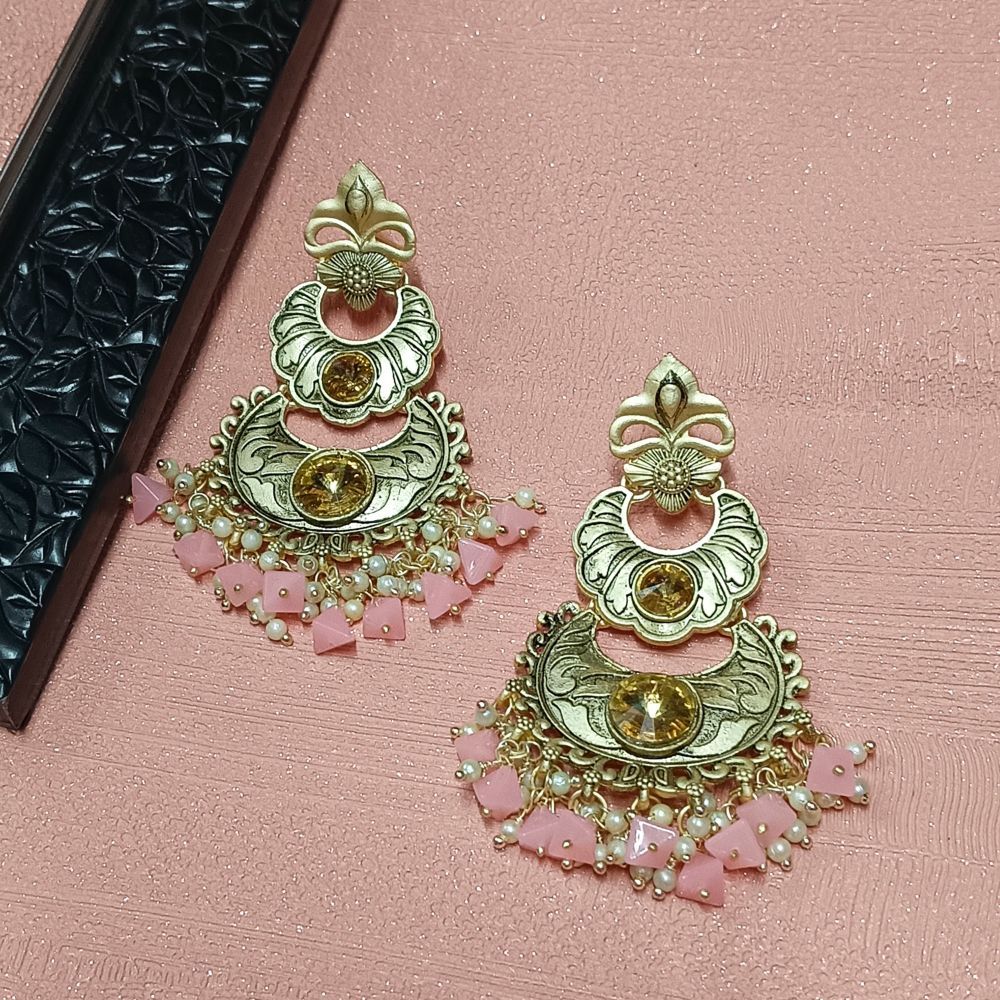 Bhavi Jewels Crystal Stone Gold Plated Dangler Earrings