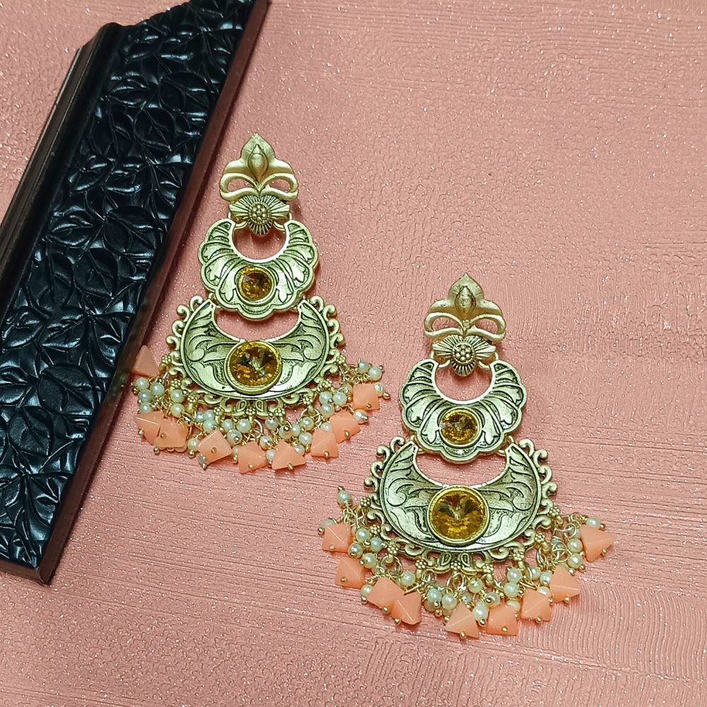 Bhavi Jewels Crystal Stone Gold Plated Dangler Earrings