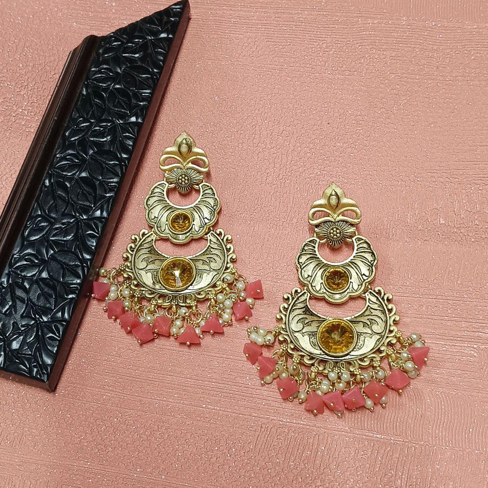 Bhavi Jewels Crystal Stone Gold Plated Dangler Earrings