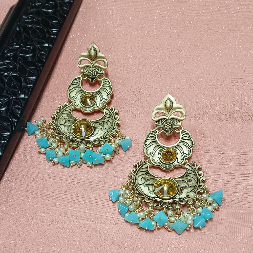 Bhavi Jewels Crystal Stone Gold Plated Dangler Earrings