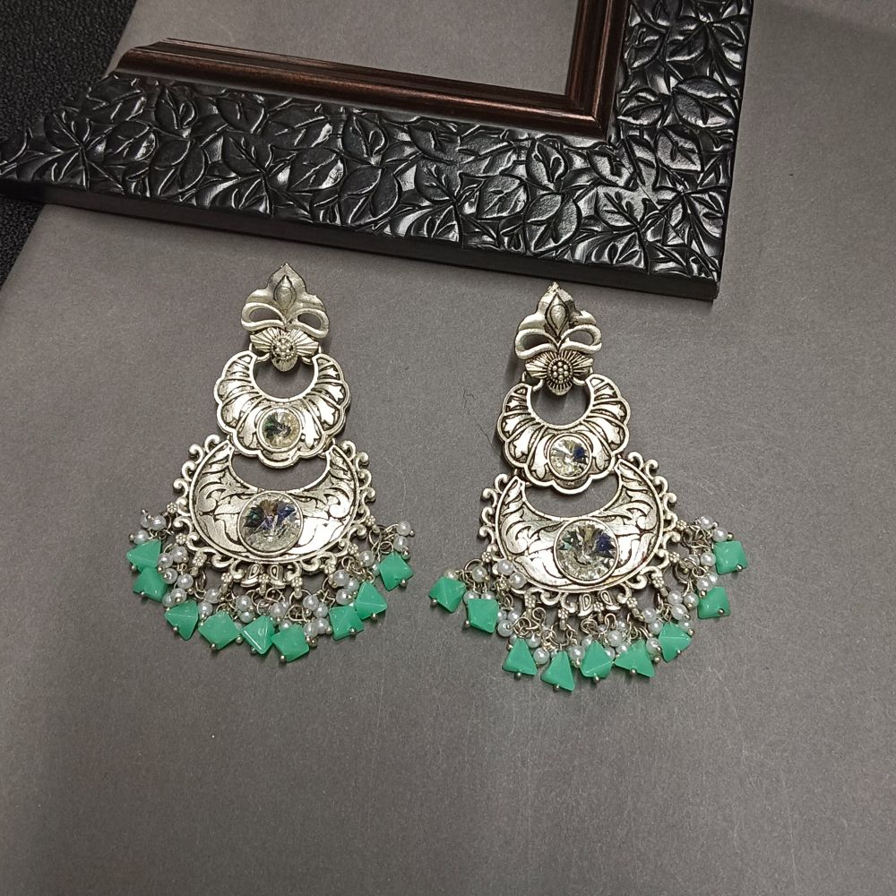 Bhavi Jewels Crystal Stone Silver Plated Dangler Earrings