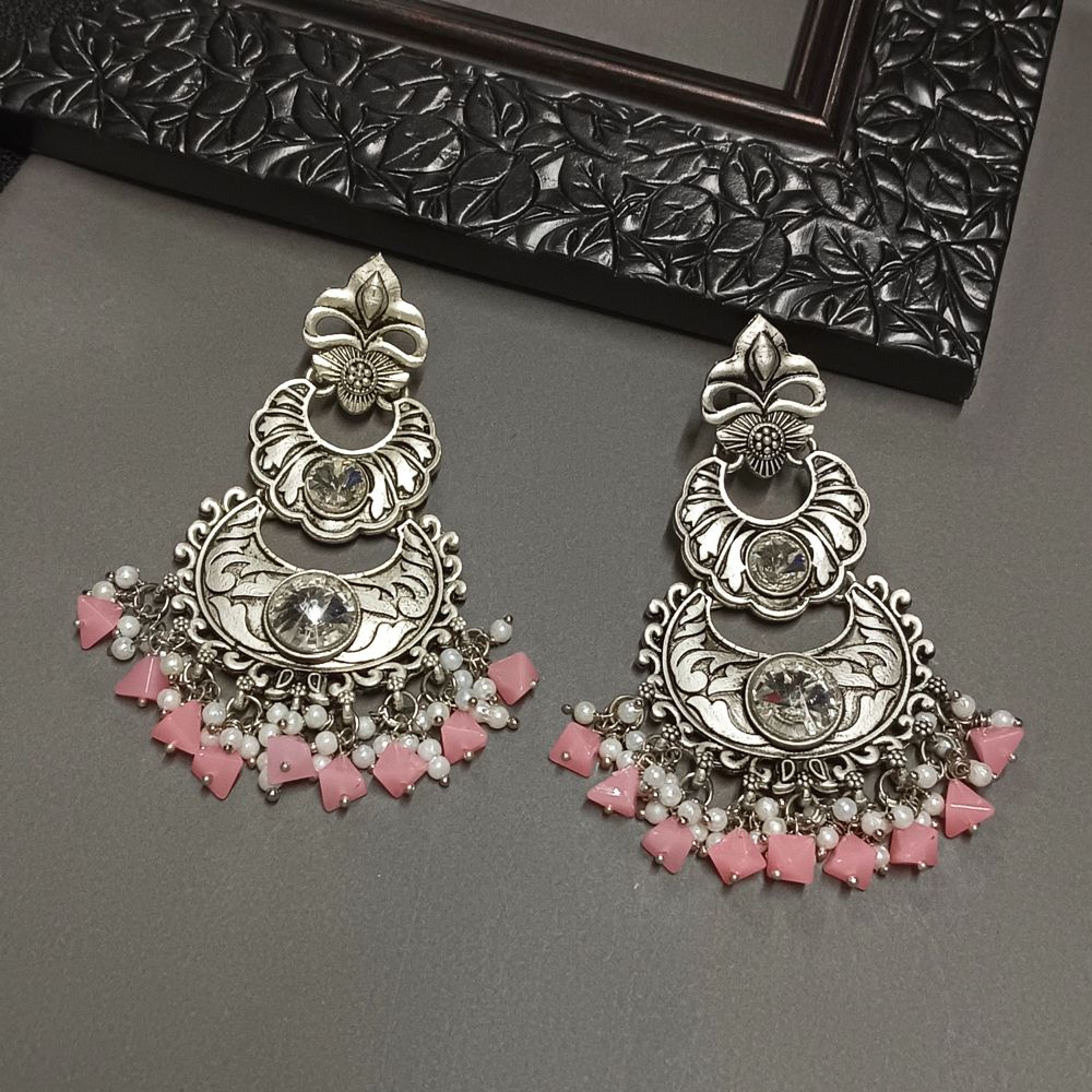 Bhavi Jewels Crystal Stone Silver Plated Dangler Earrings