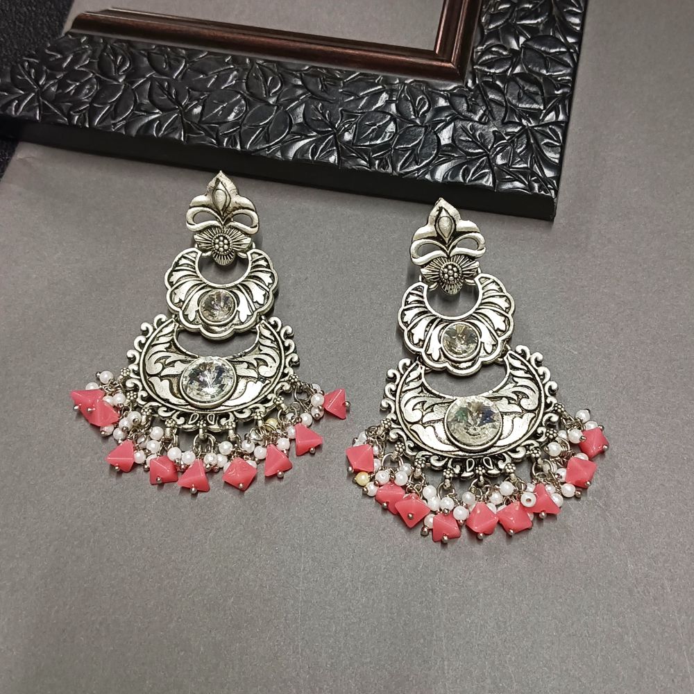 Bhavi Jewels Crystal Stone Silver Plated Dangler Earrings