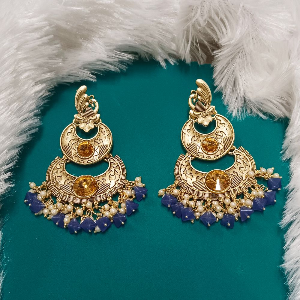 Bhavi Jewels Crystal Stone Gold Plated Dangler Earrings