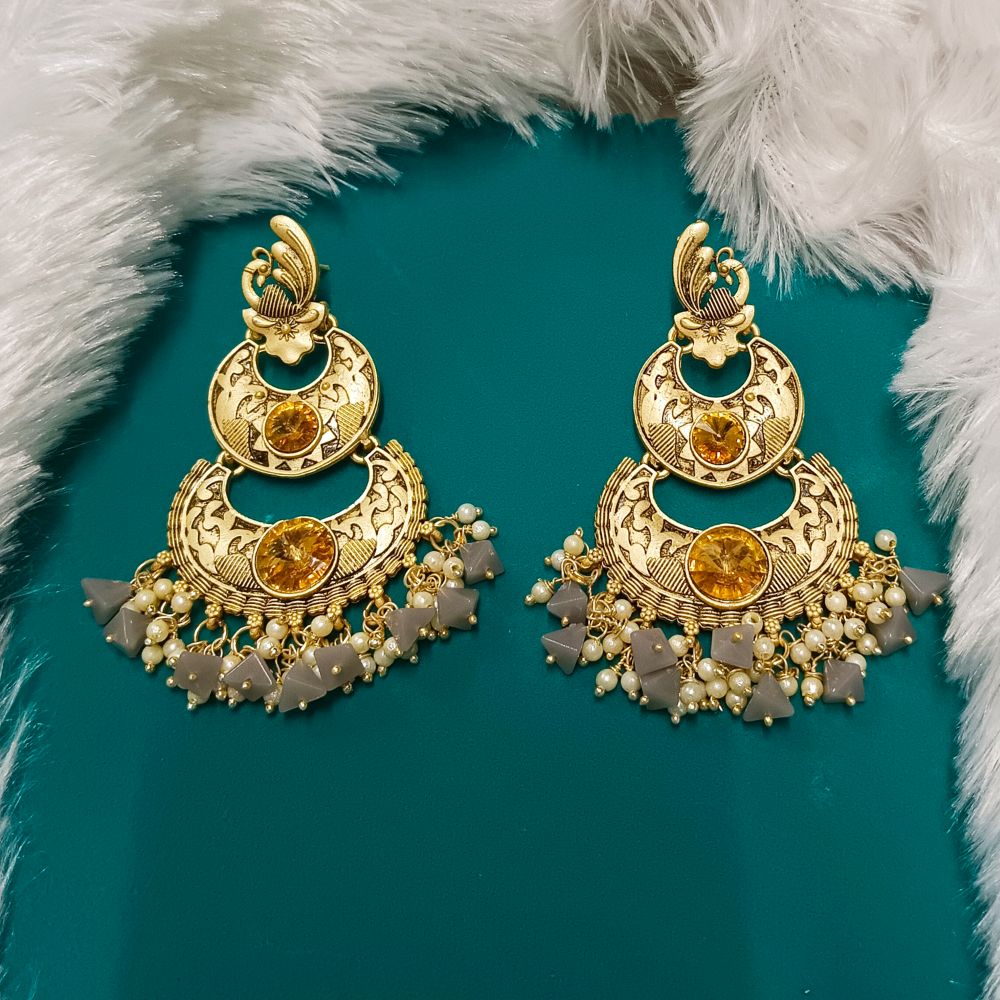 Bhavi Jewels Crystal Stone Gold Plated Dangler Earrings