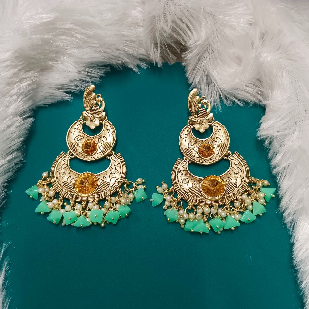 Bhavi Jewels Crystal Stone Gold Plated Dangler Earrings