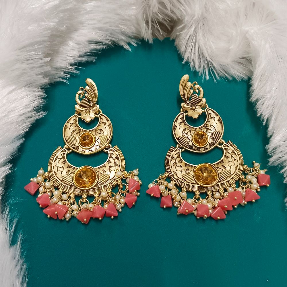 Bhavi Jewels Crystal Stone Gold Plated Dangler Earrings