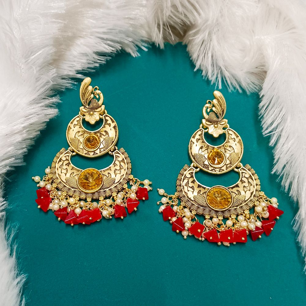 Bhavi Jewels Crystal Stone Gold Plated Dangler Earrings