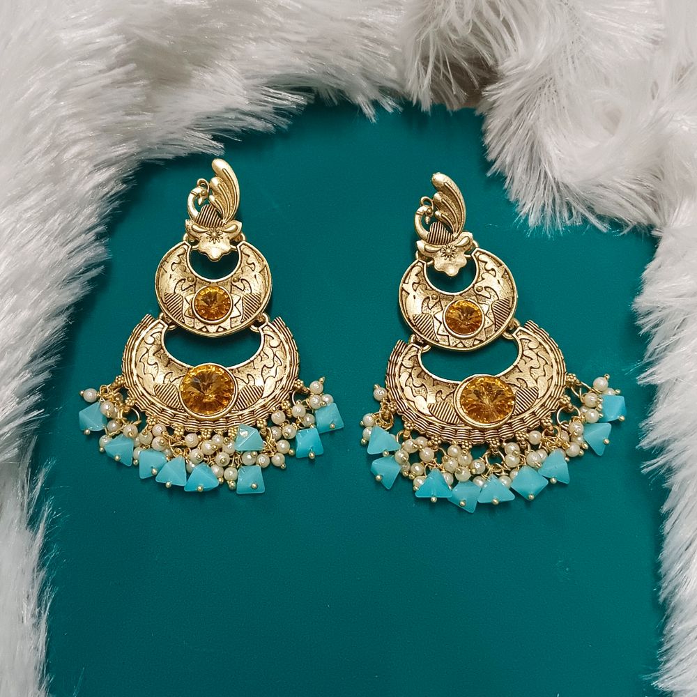 Bhavi Jewels Crystal Stone Gold Plated Dangler Earrings