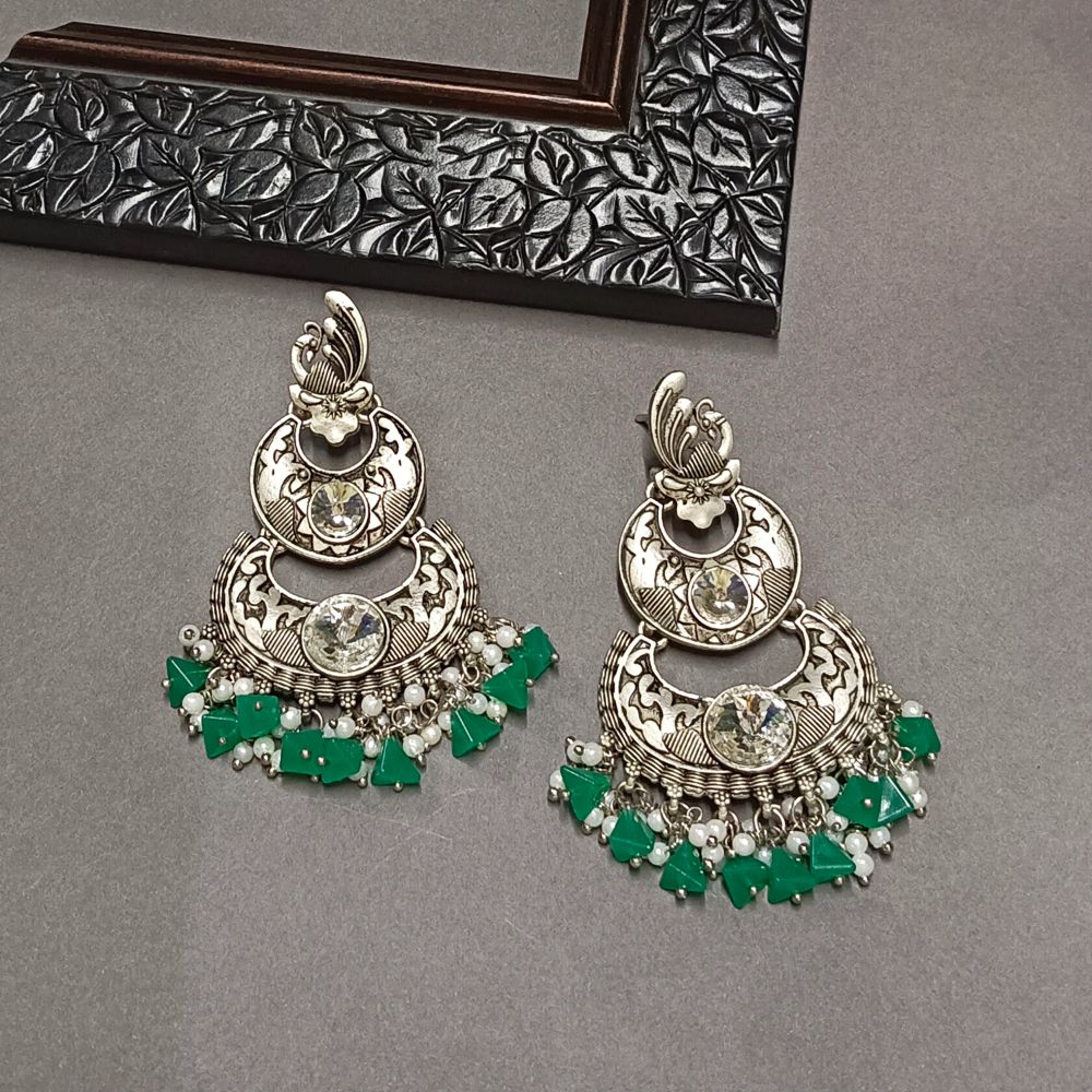 Bhavi Jewels Crystal Stone Silver Plated Dangler Earrings