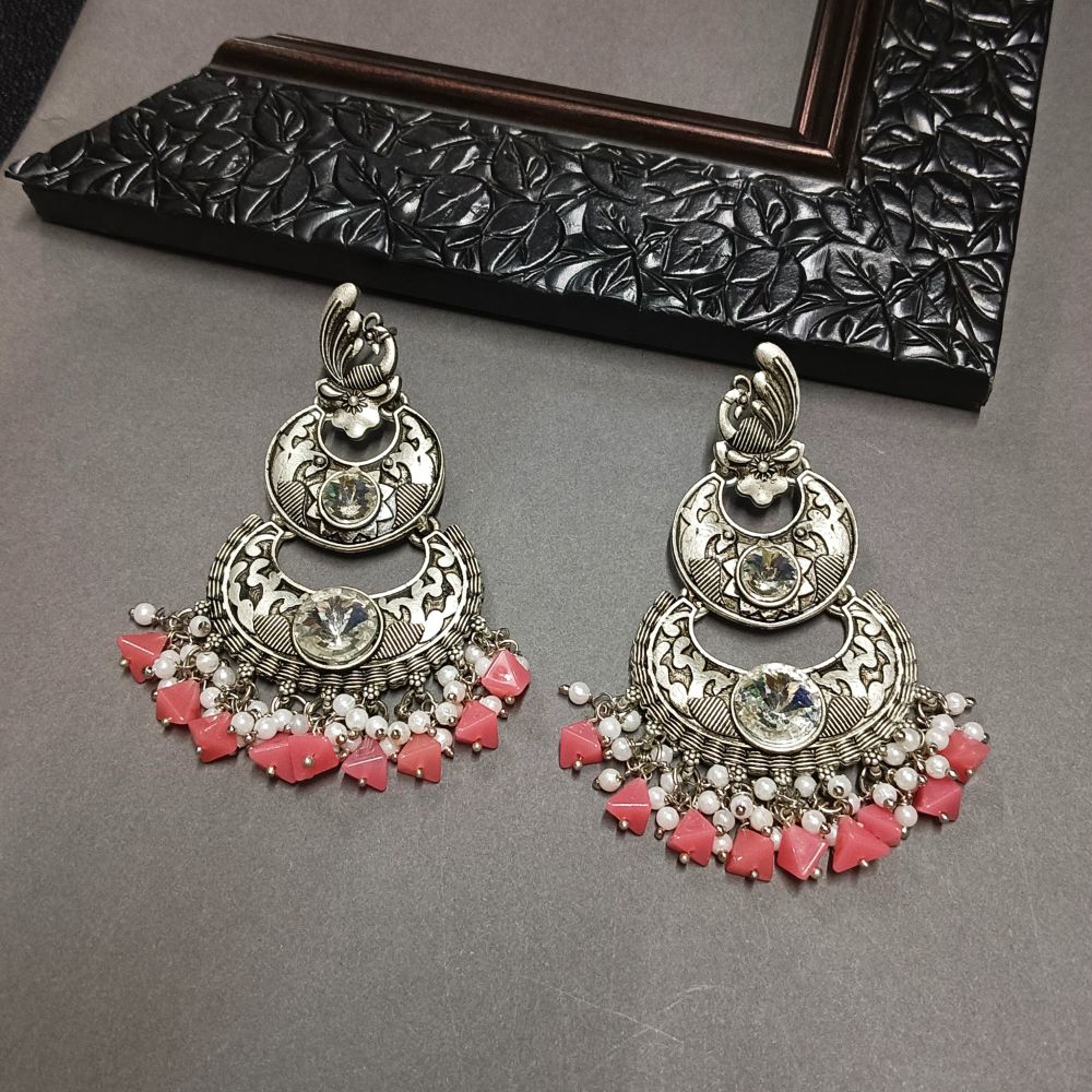 Bhavi Jewels Crystal Stone Silver Plated Dangler Earrings