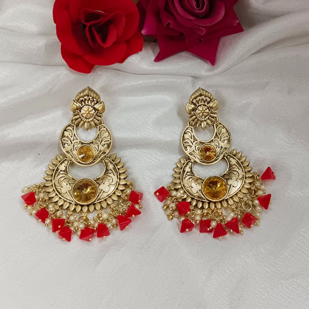 Bhavi Jewels Crystal Stone Gold Plated Dangler Earrings