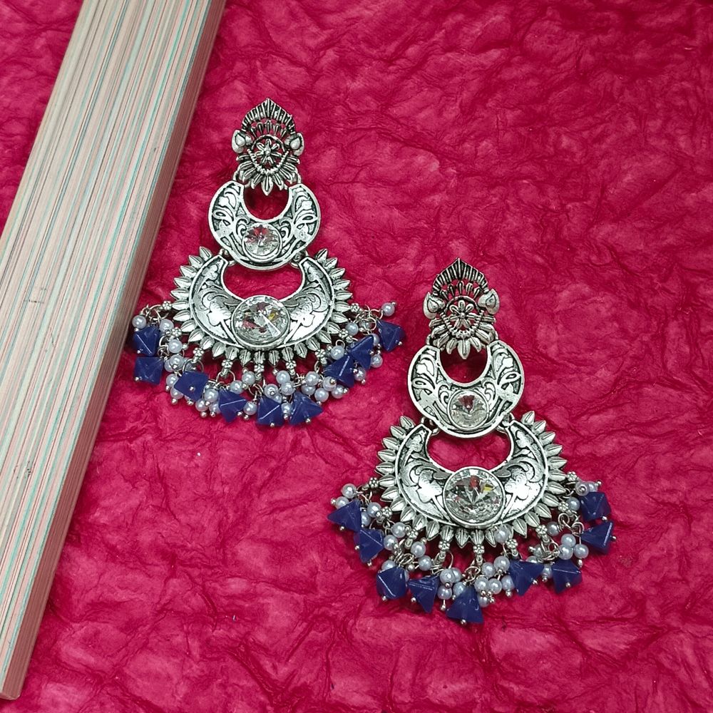 Bhavi Jewels Crystal Stone Silver Plated Dangler Earrings