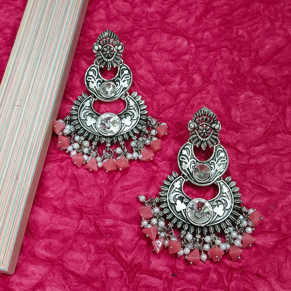 Bhavi Jewels Crystal Stone Silver Plated Dangler Earrings