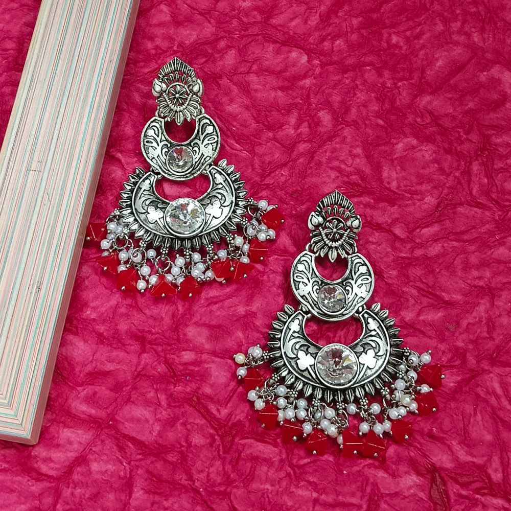 Bhavi Jewels Crystal Stone Silver Plated Dangler Earrings