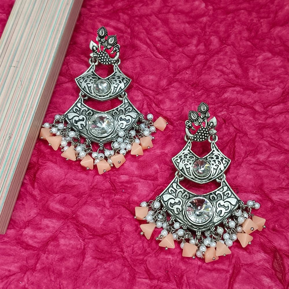 Bhavi Jewels Crystal Stone Silver Plated Dangler Earrings