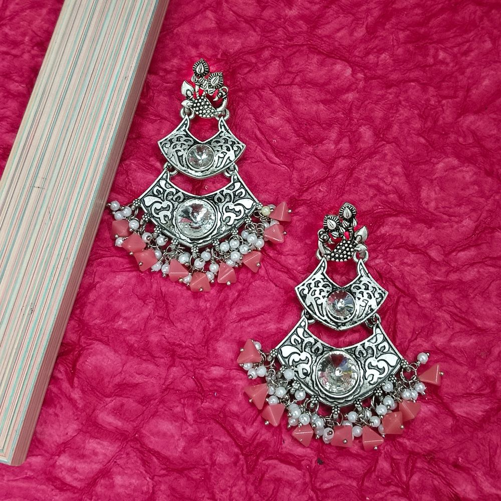 Bhavi Jewels Crystal Stone Silver Plated Dangler Earrings