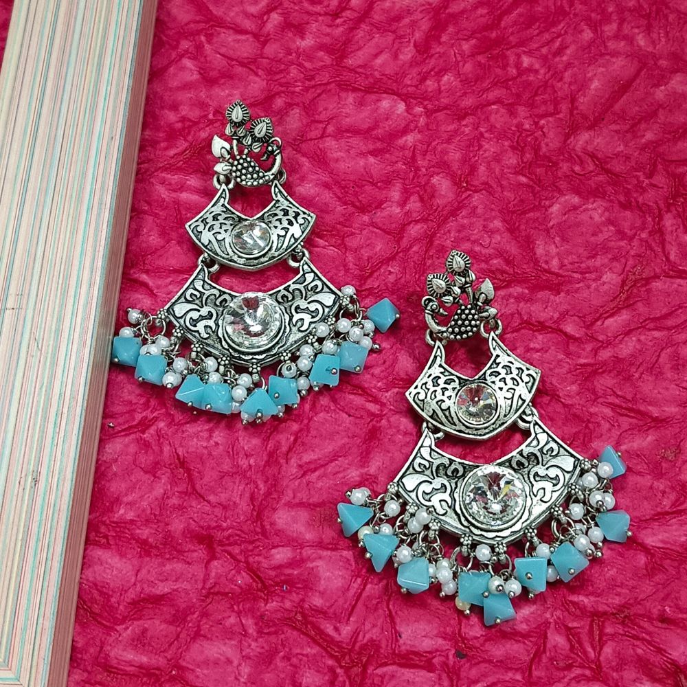 Bhavi Jewels Crystal Stone Silver Plated Dangler Earrings