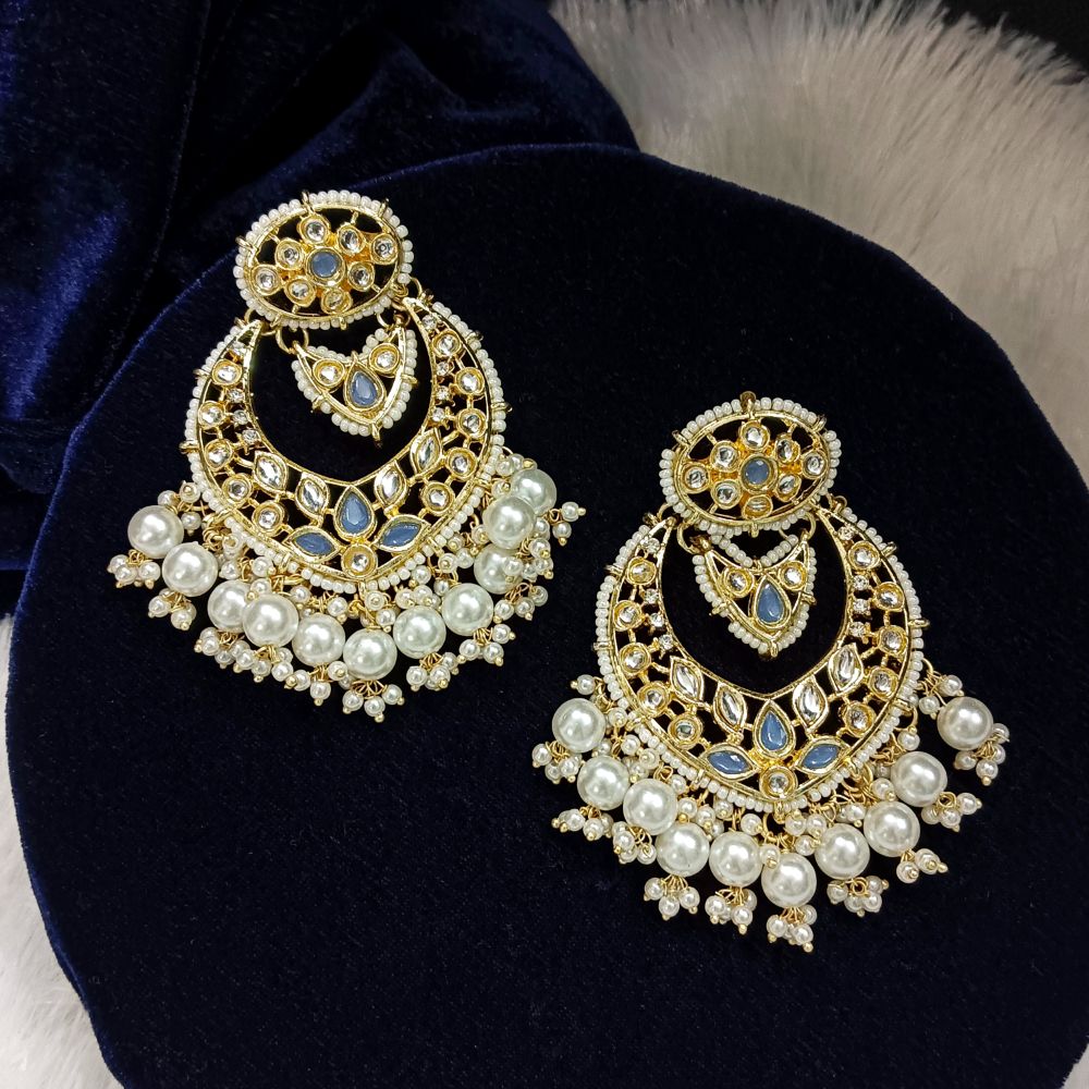 Bhavi Jewels Kundan Stone Gold Plated Dangler Earrings