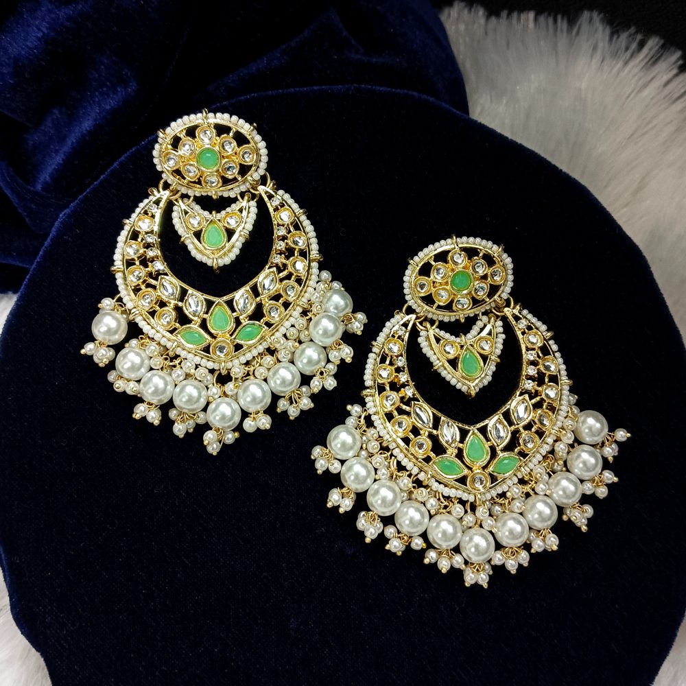 Bhavi Jewels Kundan Stone Gold Plated Dangler Earrings