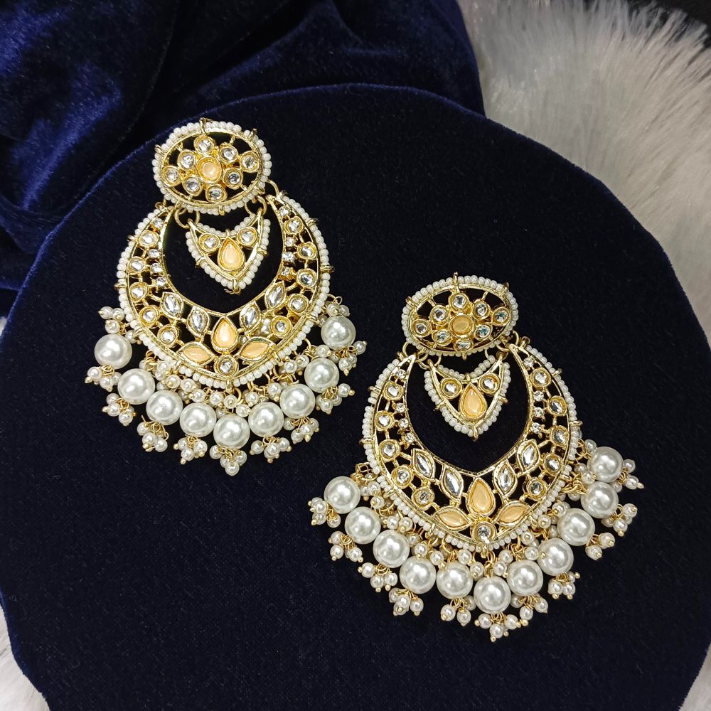 Bhavi Jewels Kundan Stone Gold Plated Dangler Earrings