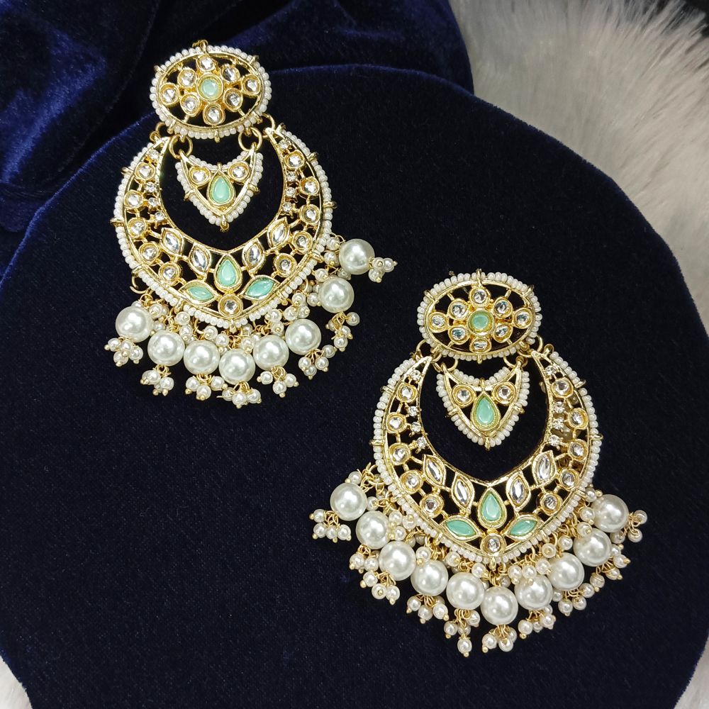 Bhavi Jewels Kundan Stone Gold Plated Dangler Earrings