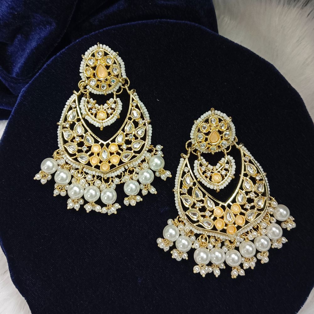 Bhavi Jewels Kundan Stone Gold Plated Dangler Earrings