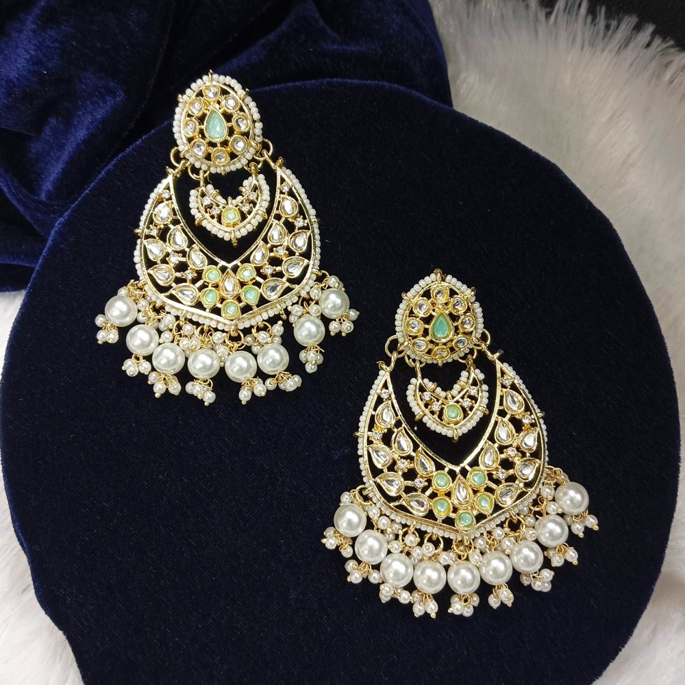 Bhavi Jewels Kundan Stone Gold Plated Dangler Earrings