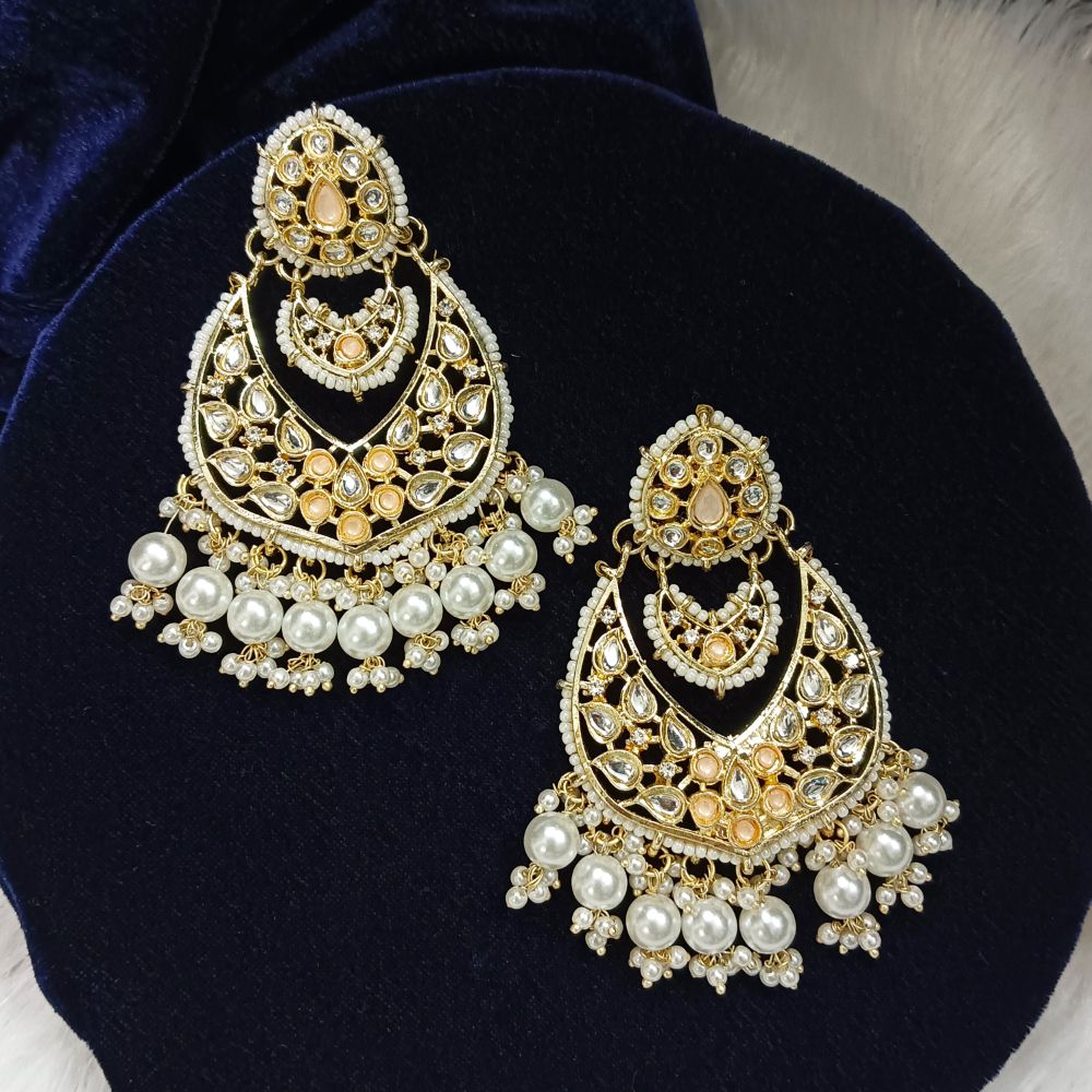 Bhavi Jewels Kundan Stone Gold Plated Dangler Earrings